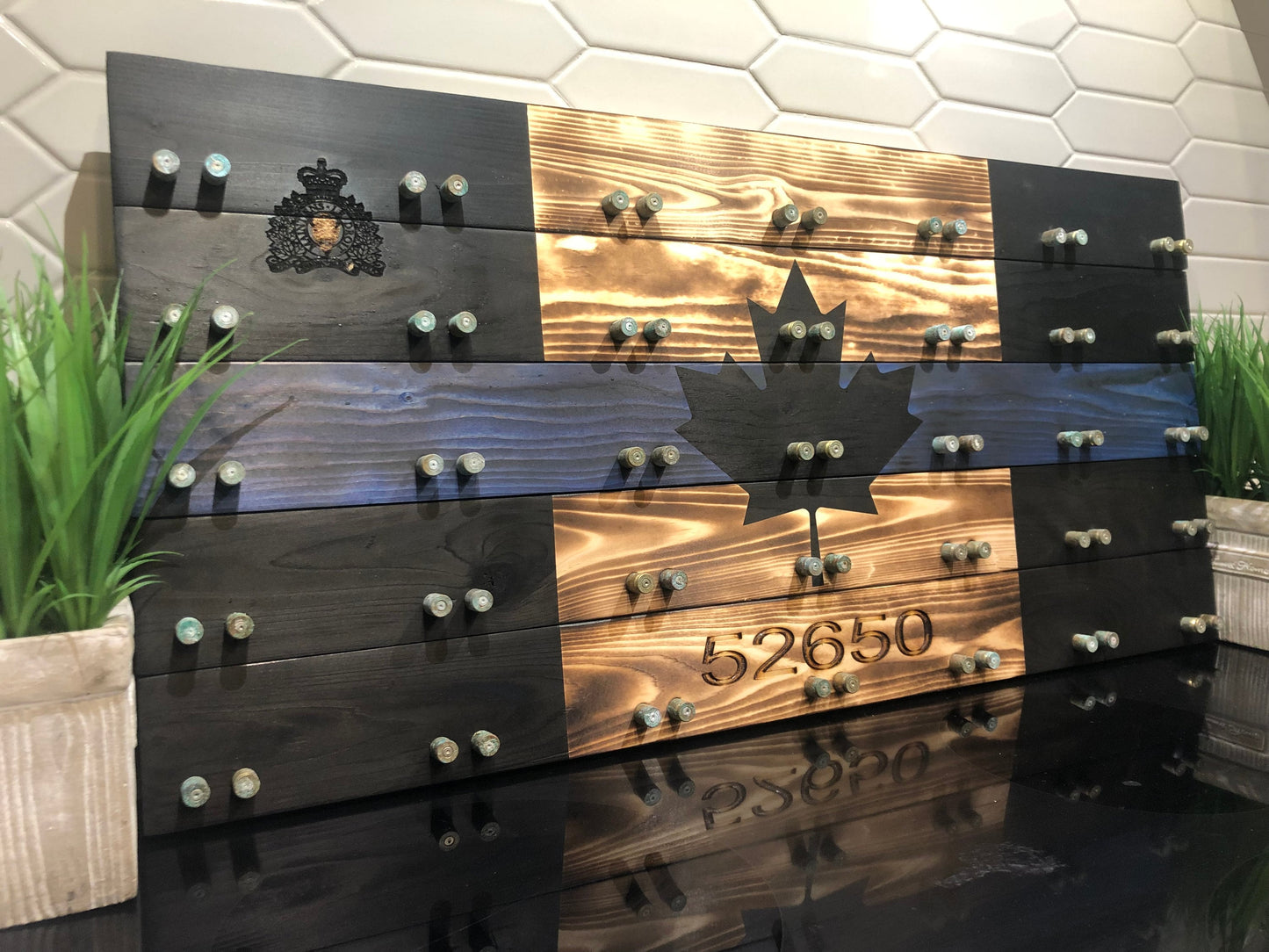 Rustic Police Crested / Thin Blue Line Display Case image 0