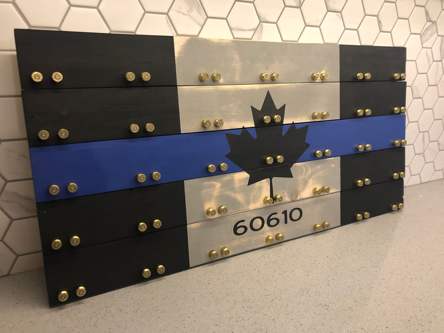 Subdued Grey, Thin Blue Line Challenge Coin Display Case image 3