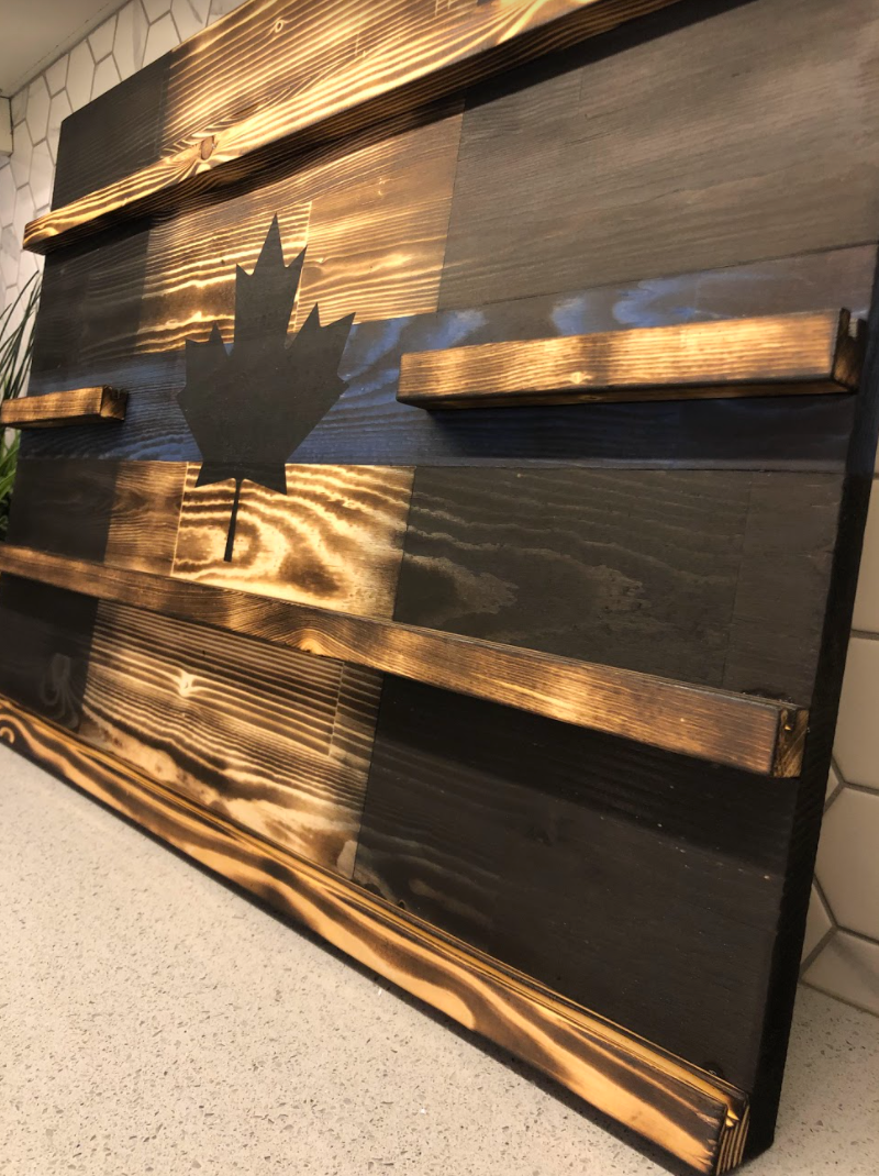 Rustic Thin Blue Line Challenge Coin Display image 3