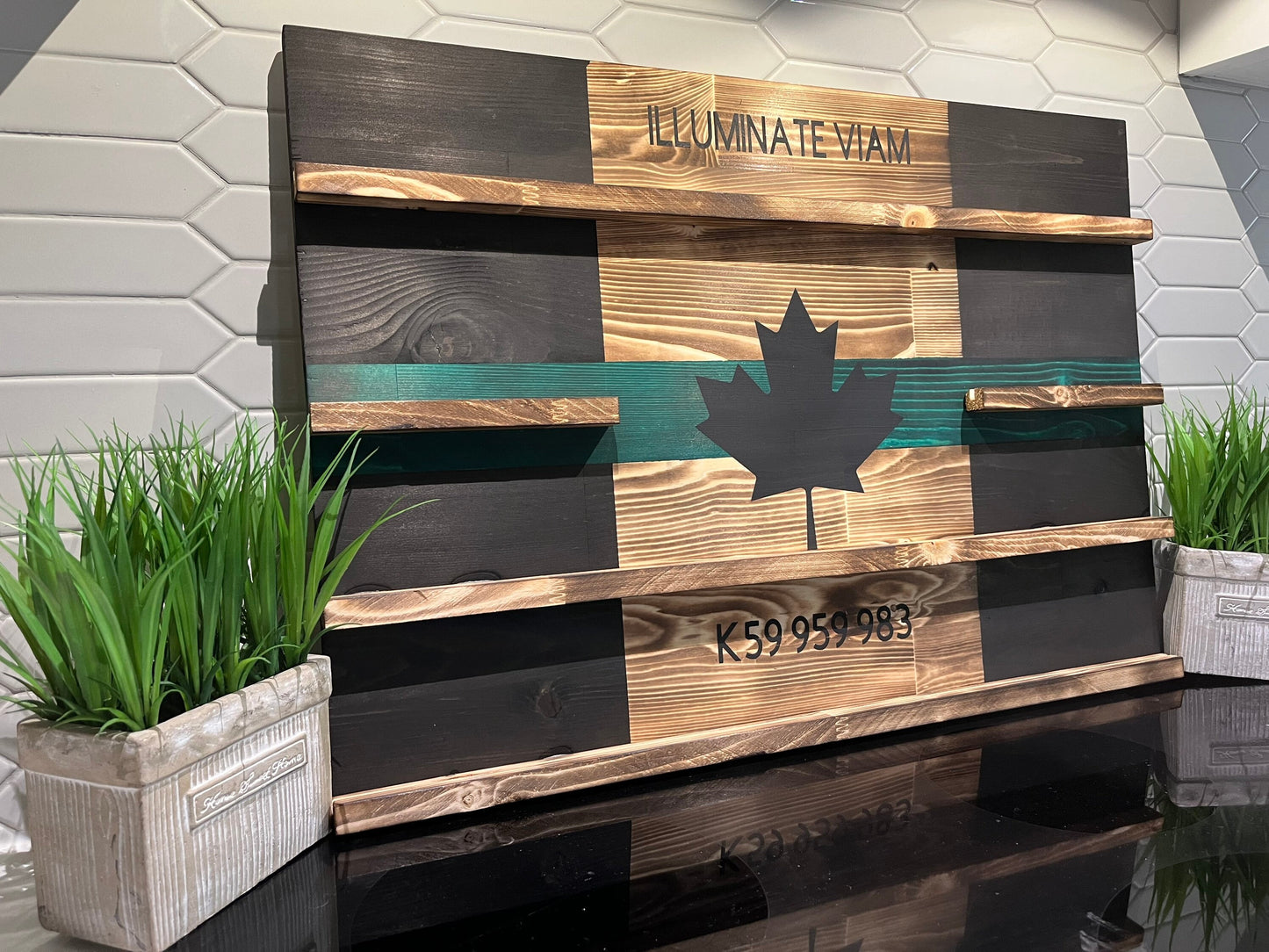 Rustic Thin Line Challenge Coin Display Shelf (Choose Your Colour)