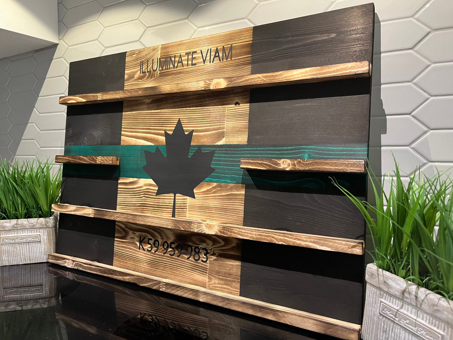 Rustic Thin Line Challenge Coin Display Shelf (Choose Your Colour)