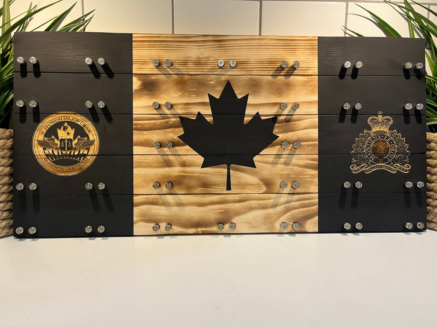 Double Police Crested Challenge Coin Display image 2